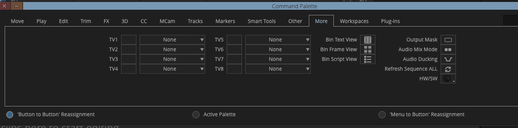 Command Palette, More tab