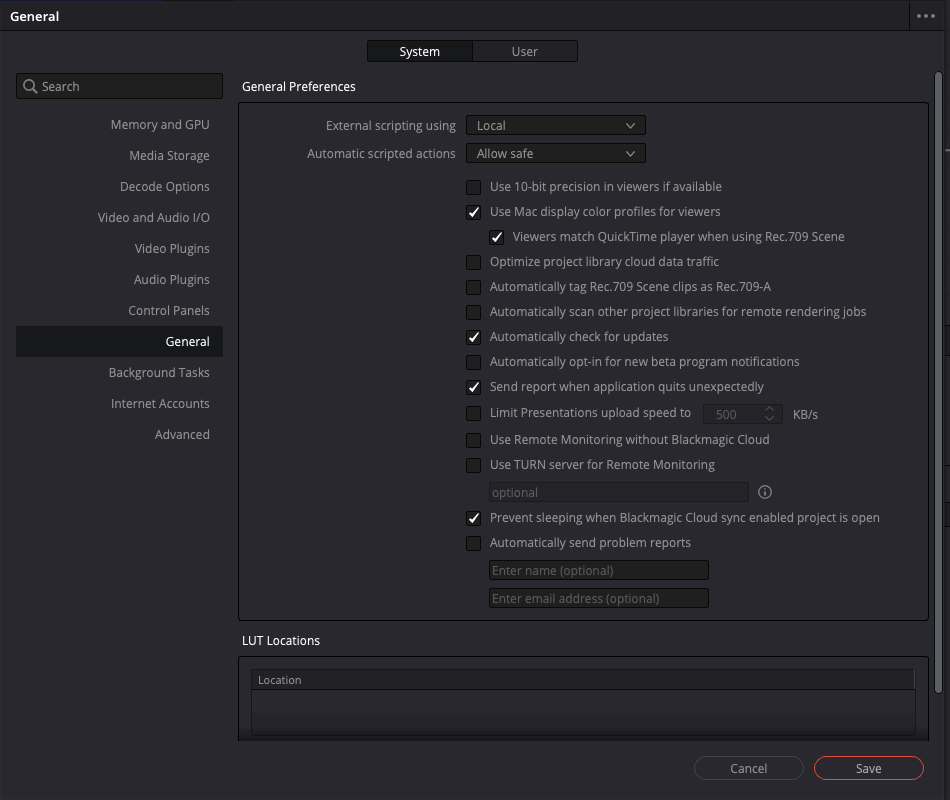 External scripting set to Local