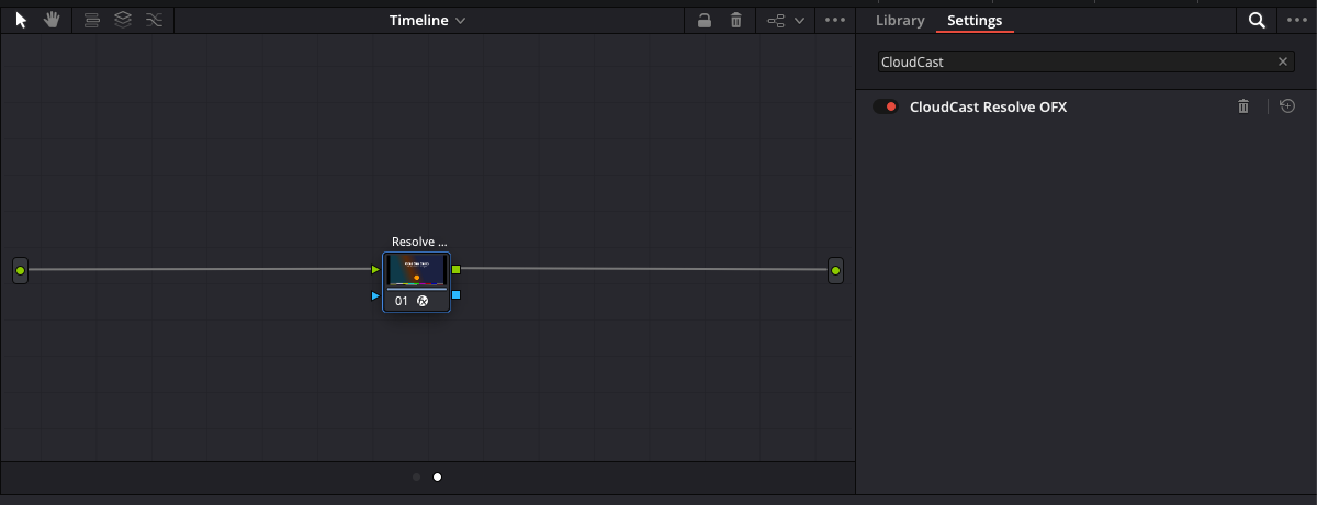 CloudCast Resolve OFX on the Timeline node graph